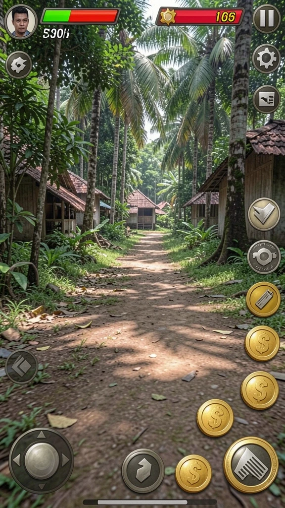 Screenshot menunjukkan karakter dalam aksi penuh tantangan.